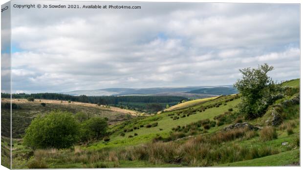 View from the B3212 near Postbridge, Dartmoor Canvas Print by Jo Sowden