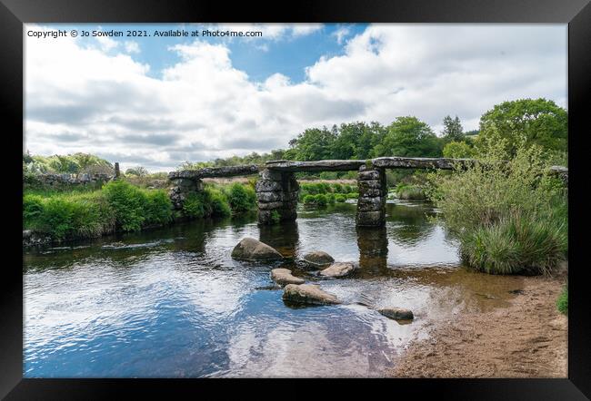 The Clapper Bridge, Postbridge, Dartmoor Framed Print by Jo Sowden