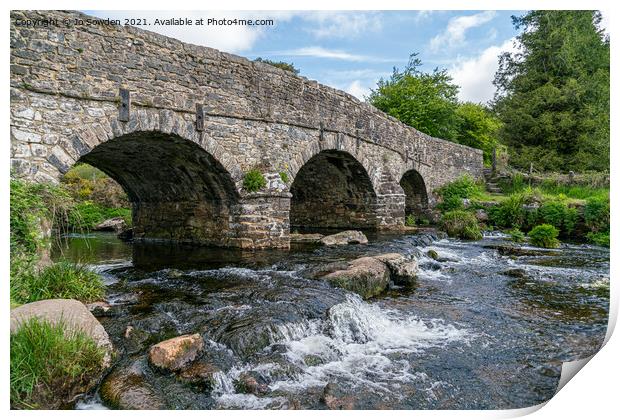 Bridge over East Dart River  Print by Jo Sowden