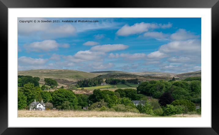 View of Postbridge and the Hills behind Framed Mounted Print by Jo Sowden