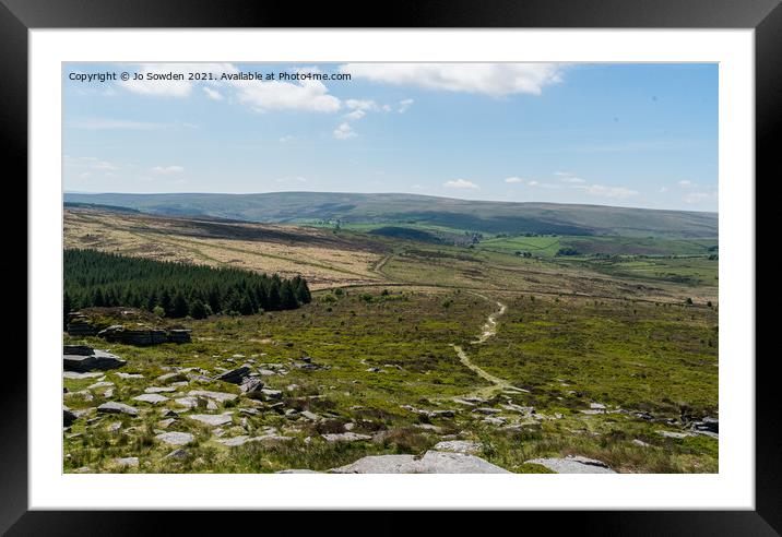 View from Bellever Tor Framed Mounted Print by Jo Sowden