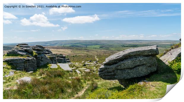 View from Bellever Tor, Dartmoor Print by Jo Sowden