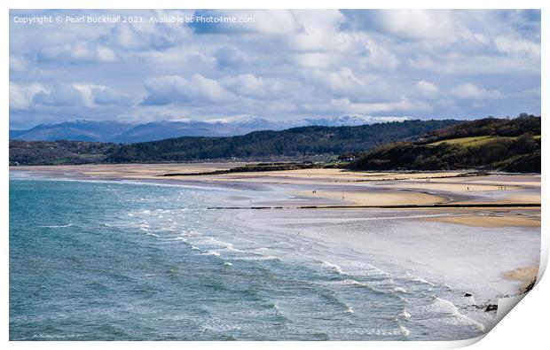 View Across Benllech Beach Anglesey Wales Print by Pearl Bucknall