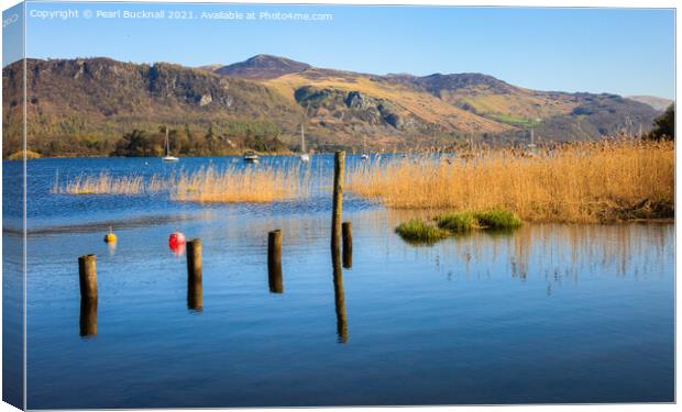 Scenic Derwent Water in Lake District England Canvas Print by Pearl Bucknall