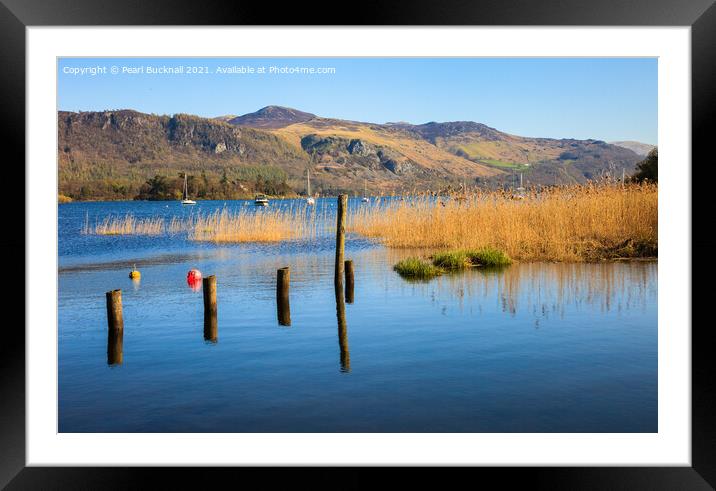 Scenic Derwent Water in Lake District England Framed Mounted Print by Pearl Bucknall