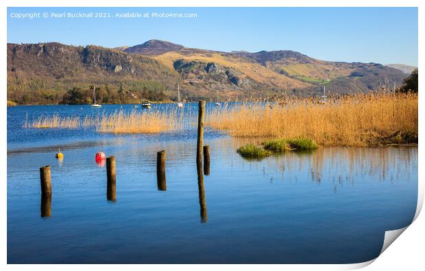 Scenic Derwent Water in Lake District England Print by Pearl Bucknall