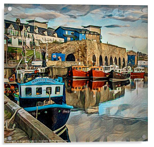 Seahouses Harbour Acrylic by Brian Tarr