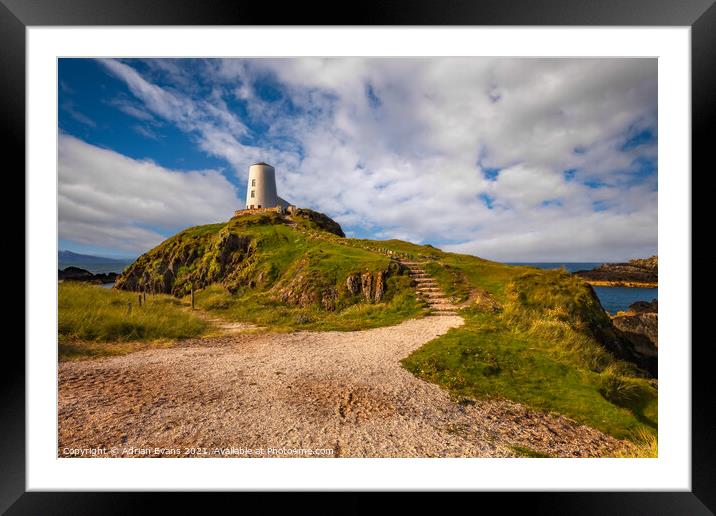 Beacon at Llanddwyn Island  Anglesey Framed Mounted Print by Adrian Evans