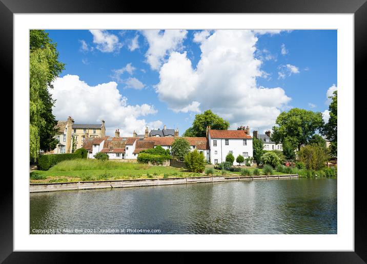 Riverside Properties on River Cam Cambridge Framed Mounted Print by Allan Bell