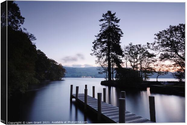 Jetty at Low Wray on Lake Windermere. Cumbria, UK. Canvas Print by Liam Grant