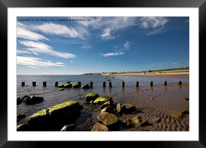 The beach at Whitley Bay in June Framed Mounted Print by Jim Jones