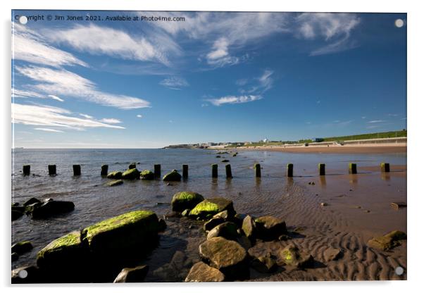 The beach at Whitley Bay in June Acrylic by Jim Jones