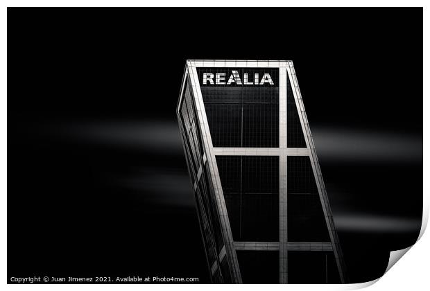 Realia skyscraper in Plaza de Castilla Square against sky Print by Juan Jimenez