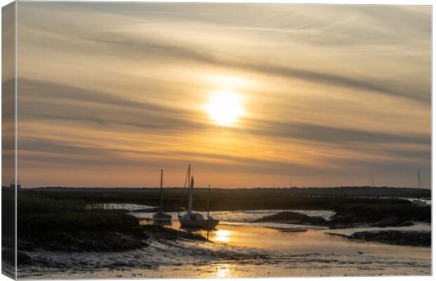 Brancaster Staithe at sunset  Canvas Print by Sam Owen