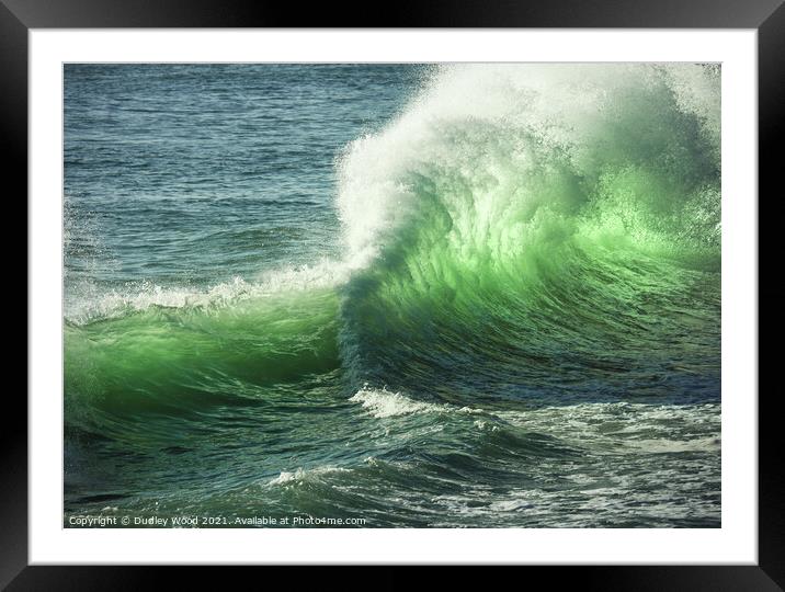 Green translucent wave Framed Mounted Print by Dudley Wood