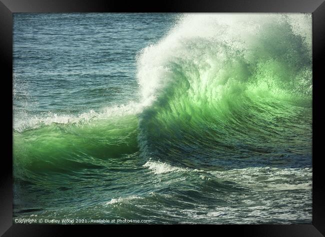 Green translucent wave Framed Print by Dudley Wood