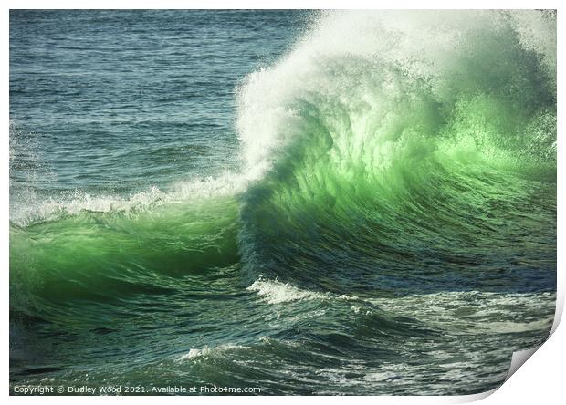 Green translucent wave Print by Dudley Wood