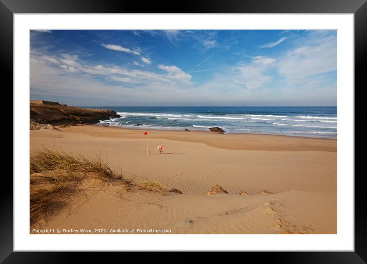 Warning at Guincho Beach Framed Mounted Print by Dudley Wood