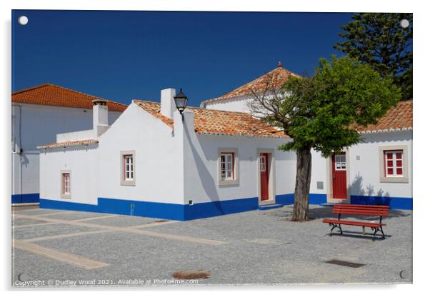White Portuguese cottages with deep blue sky Acrylic by Dudley Wood