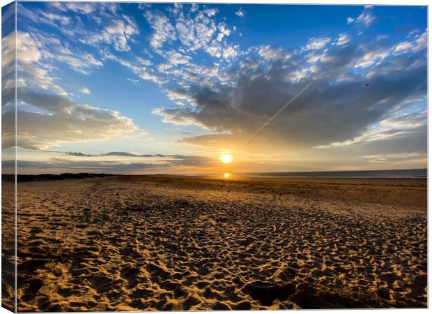 Brancaster beach sunset  Canvas Print by Sam Owen
