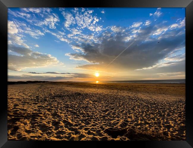 Brancaster beach sunset  Framed Print by Sam Owen