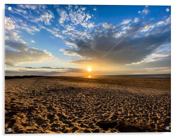 Brancaster beach sunset  Acrylic by Sam Owen