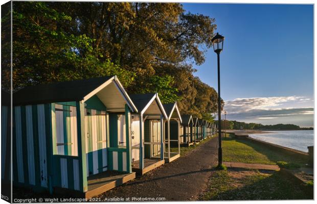 Puckpool Beach Huts Canvas Print by Wight Landscapes