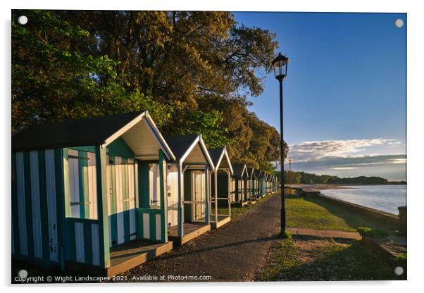Puckpool Beach Huts Acrylic by Wight Landscapes