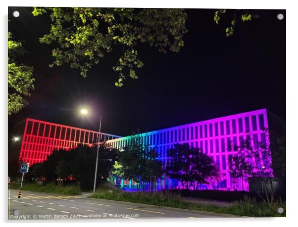 Rainbow-style Illuminated Building  Acrylic by Martin Baroch
