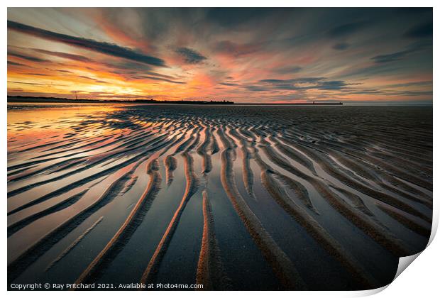 Sunset On Sandhaven Beach Print by Ray Pritchard