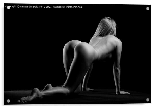 Adult erotic woman on black Acrylic by Alessandro Della Torre