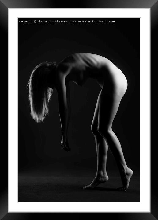 sensual woman sexy on black background Framed Mounted Print by Alessandro Della Torre