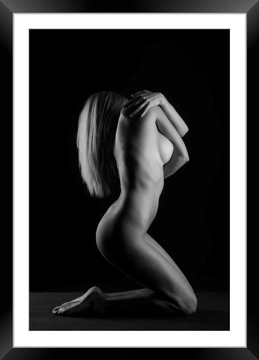 embracing nude woman Framed Mounted Print by Alessandro Della Torre