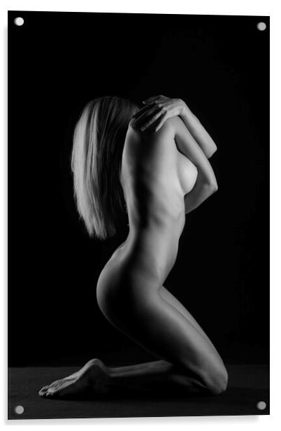 embracing nude woman Acrylic by Alessandro Della Torre
