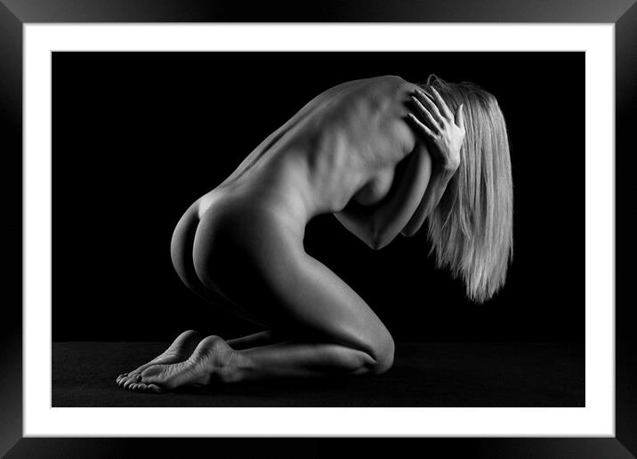 nude young adult woman Framed Mounted Print by Alessandro Della Torre
