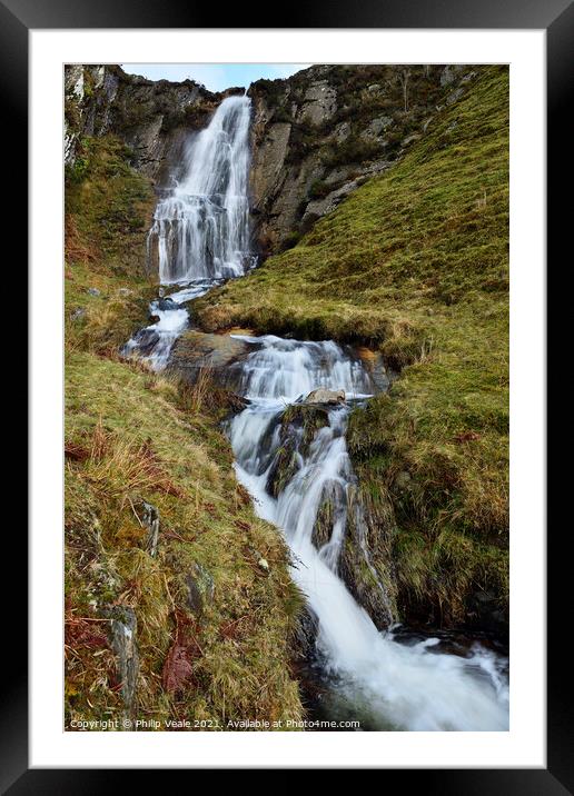 Esgair Cloddiad Waterfall. Framed Mounted Print by Philip Veale