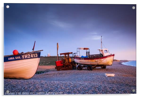 Salthouse boats at sunrise. Acrylic by Bill Allsopp