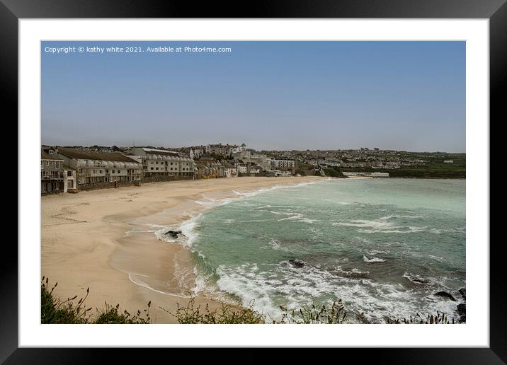 St Ives,Porthmeor Beach St. Ives Cornwall Framed Mounted Print by kathy white