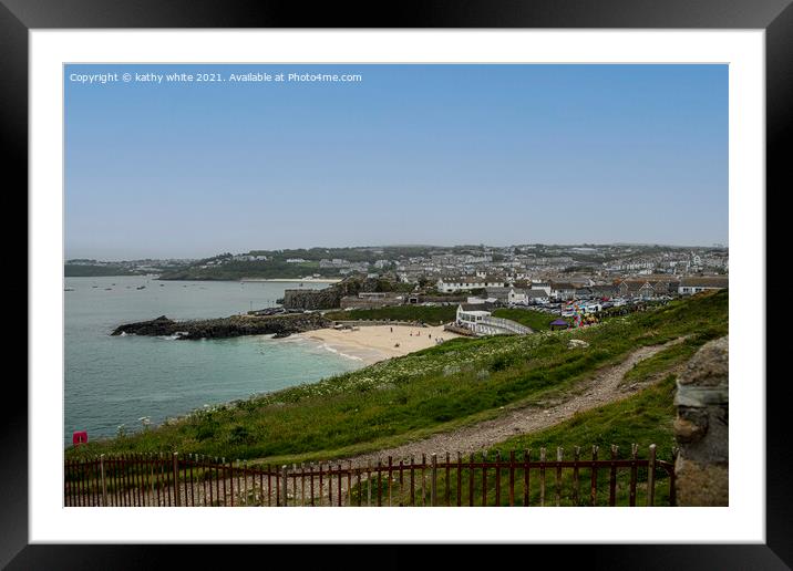 Porthgwidden Beach,StIves Cornwall carbis bay Framed Mounted Print by kathy white