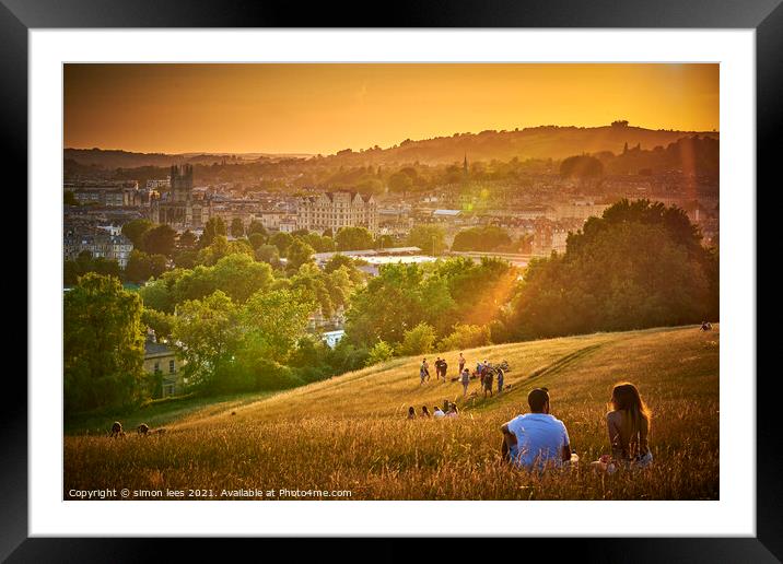 Sunset over the city of bath Framed Mounted Print by simon lees