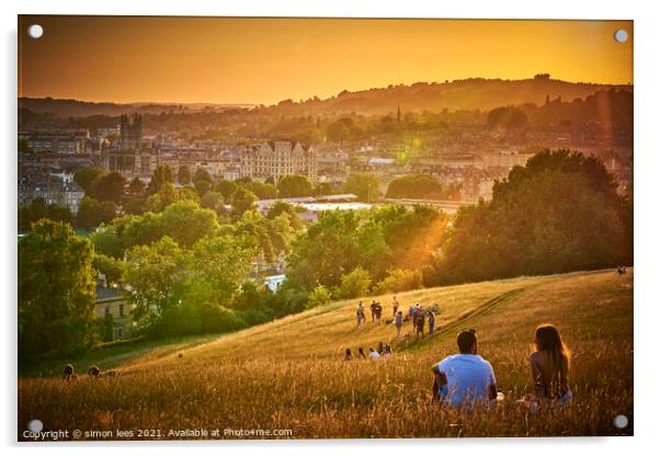 Sunset over the city of bath Acrylic by simon lees
