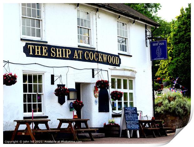 The Ship Inn, Cockwood, Devon Print by john hill