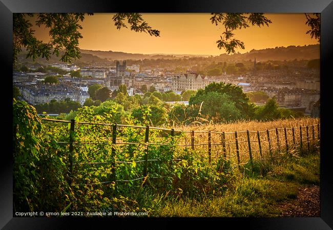 View over the city of bath Framed Print by simon lees