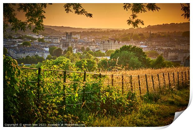 View over the city of bath Print by simon lees