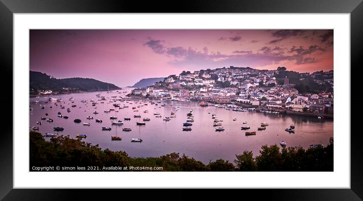 sunset view over Salcombe harbour Framed Mounted Print by simon lees