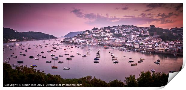 sunset view over Salcombe harbour Print by simon lees