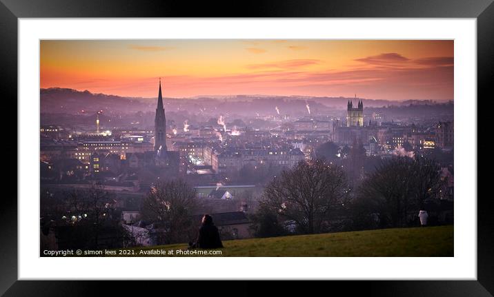 Sunset view over the city of Bath Framed Mounted Print by simon lees