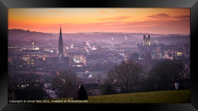 Sunset view over the city of Bath Framed Print by simon lees