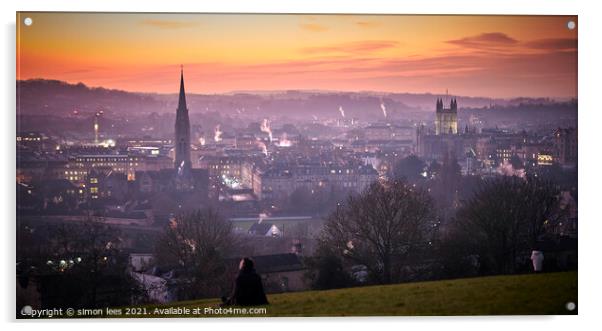 Sunset view over the city of Bath Acrylic by simon lees
