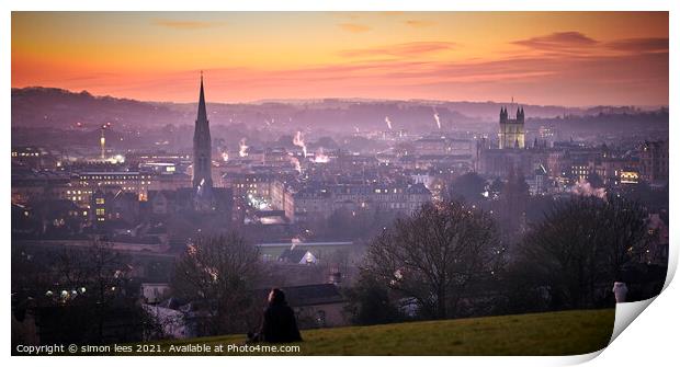Sunset view over the city of Bath Print by simon lees